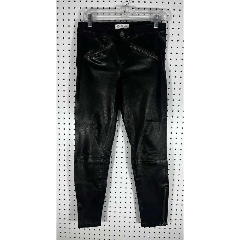 Madewell genuine leather motto zippered ankle pants size 27